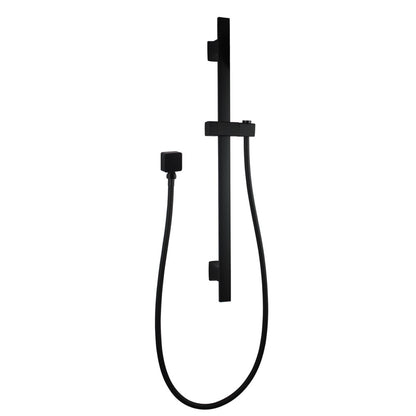 Square Black Wall Mounted Sliding Rail with Water Hose & Wall Connector Only(PVC Hose)
