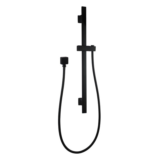 Square Black Wall Mounted Sliding Rail with Water Hose and Wall Connector