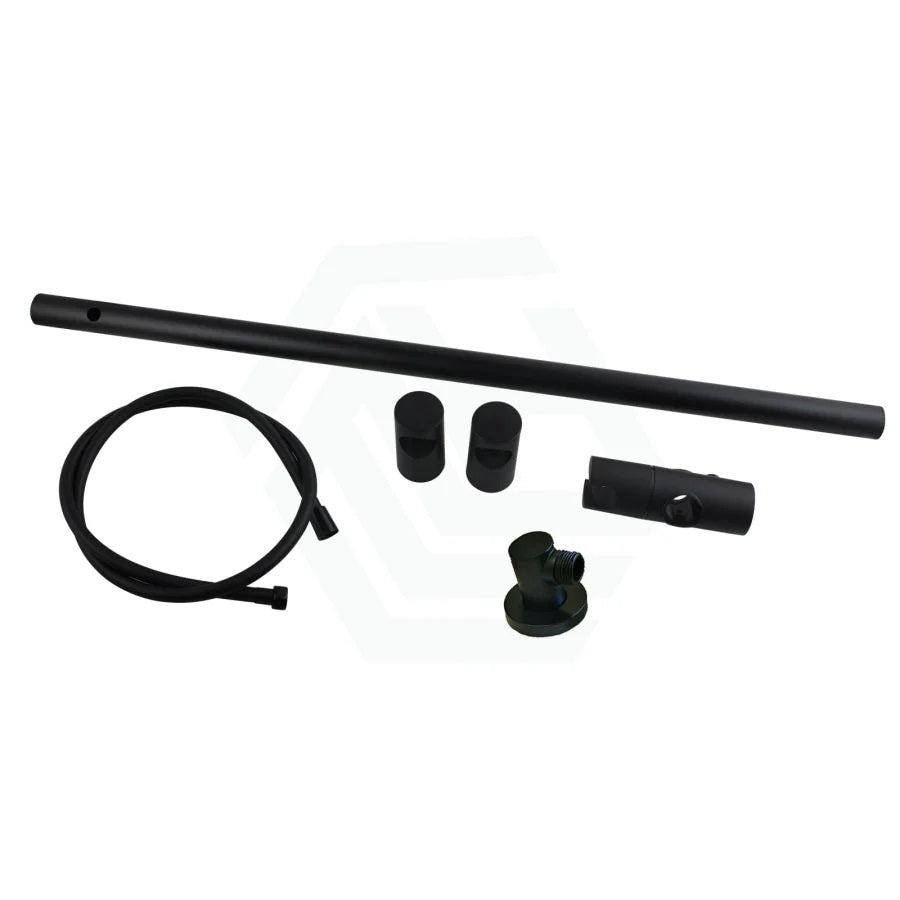 Round Black Adjustable Shower Rail with Wall Connector & Water Hose Only(PVC Hose)
