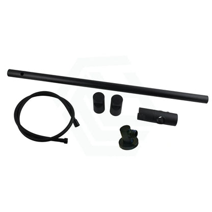 Round Black Adjustable Shower Rail with Wall Connector & Water Hose Only(PVC Hose)