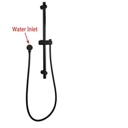 Round Black Adjustable Shower Rail with Wall Connector & Water Hose Only(PVC Hose)