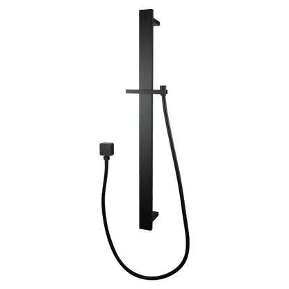 Square Black Sliding Shower Rail without Handheld Shower(PVC Hose)