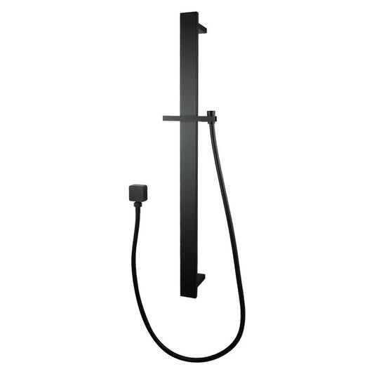 Square Black Sliding Shower Rail without Handheld Shower(PVC Hose)