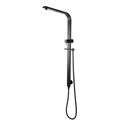 Square Black Shower Station without Shower Head and Handheld Shower(Wide Rail,Stainless Steel Hose)