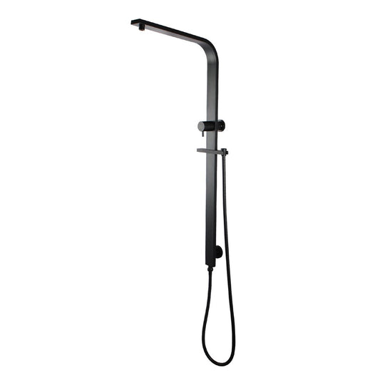 Square Black Shower Station without Shower Head and Handheld Shower(Wide Rail,Stainless Steel Hose)