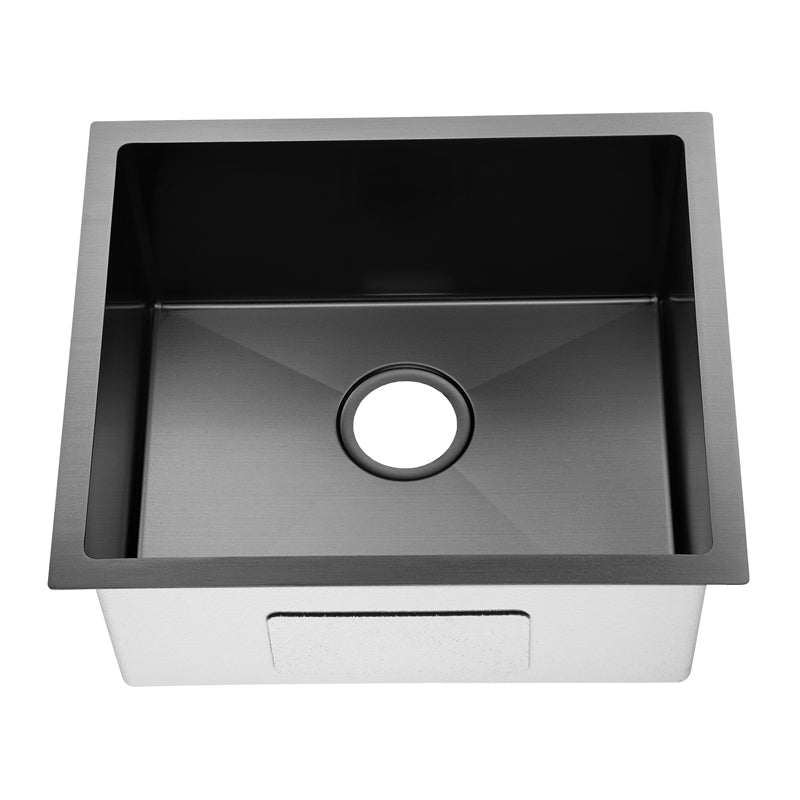 Round Corner Dark Grey Stainless Steel Handmade Single Bowl Kitchen Sink 510*440*230mm(with dark grey waste)