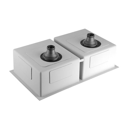 Round Corner Dark Grey Stainless Steel Handmade Double Bowl Kitchen Sink 770*450*215mm(with dark grey waste)