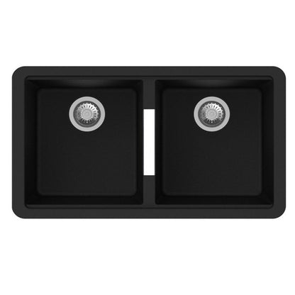 Black Carysil CG2B3322 Double Bowl Stone Kitchen Sink 824*481*241mm