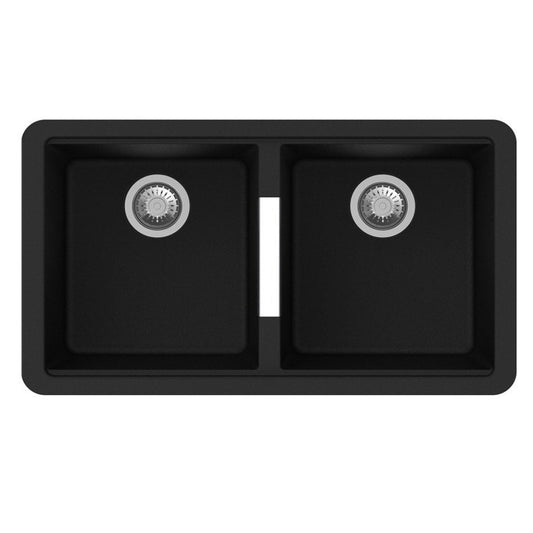 Black Carysil CG2B3322 Double Bowl Stone Kitchen Sink 824*481*241mm