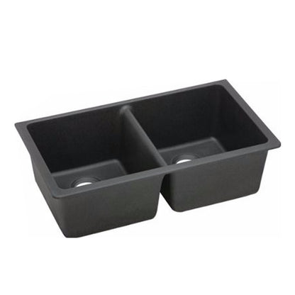Black Arete Stone Granite Double Bowl Stone Kitchen Sink 838*476*241mm