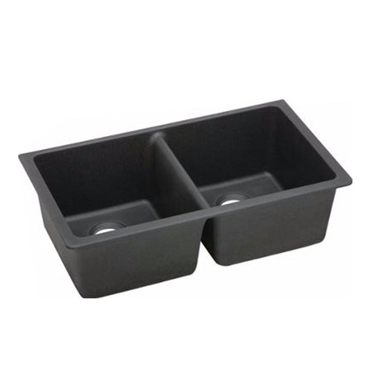Black Arete Stone Granite Double Bowl Stone Kitchen Sink 838*476*241mm