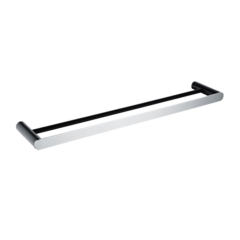 RUSHY Series Black&Chrome Double Towel Rail 600mm