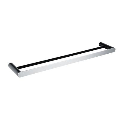 RUSHY Series Black&Chrome Double Towel Rail 600mm