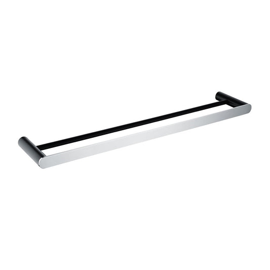 RUSHY Series Black&Chrome Double Towel Rail 600mm