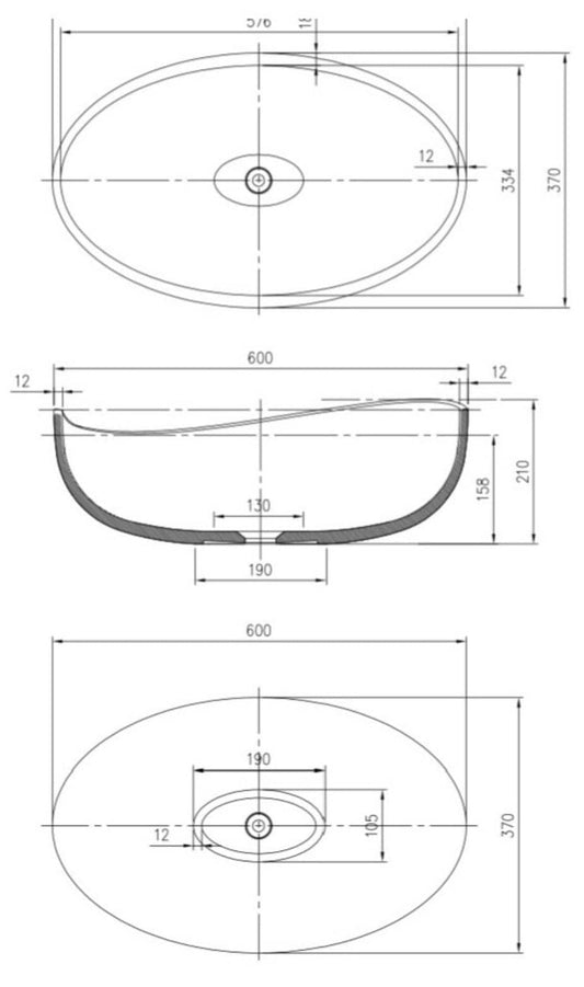 600mm Pietra Bianca - Onda Above Counter Basins