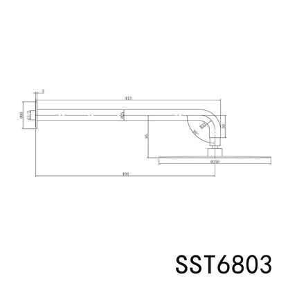 Elle 316 250mm Overhead Shower with 400mm Arm - Matt Black
