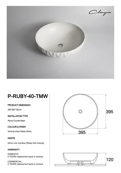 395*395*120mm Polar-Ruby-40-Texture Matt White
