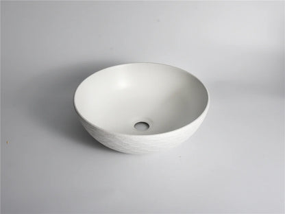 395*395*120mm Polar Textured Exterior Finish with Water Ripes & Matte White Interior Finish Above Counter Basin