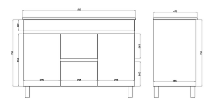1200mm Polar Floor Vanity PVC - Cabinet Only - Double Bowl - Gloss White