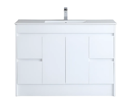 1200mm Polar Floor Vanity PVC Cabinet With Kickboard Only - Single Bowl - Gloss White