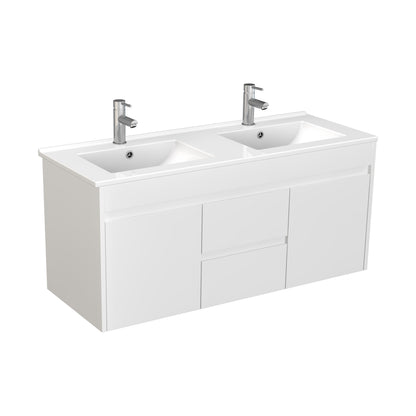 1500mm Polar Wall Hung Vanity PVC - Cabinet Only - Double Bowl - Gloss White