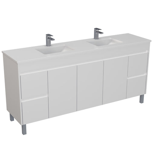 1800mm Polar Floor Vanity PVC - Cabinet Only - Double Bowl - Gloss White