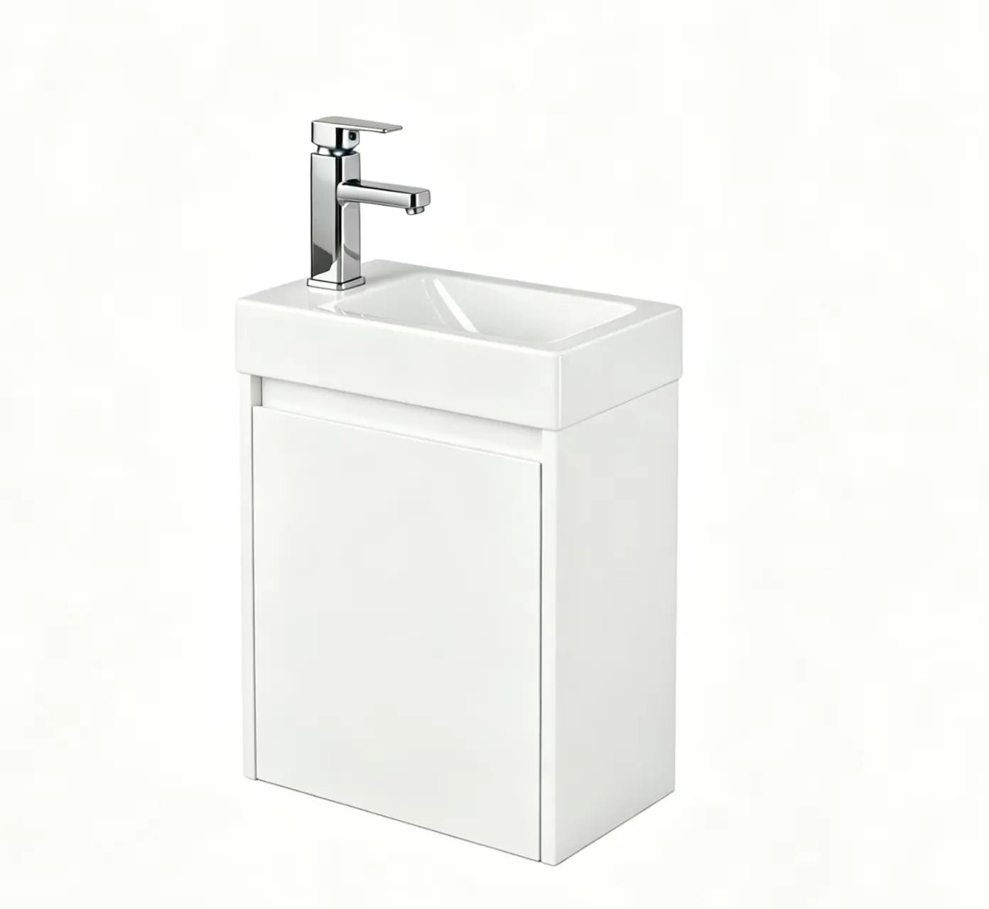 450mm Polar Mini Wall Hung Vanity PVC - Cabinet Only - Left Hinge - Gloss White