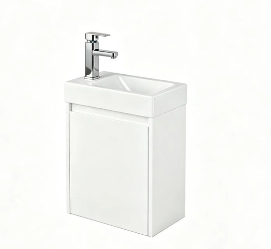 450mm Polar Mini Wall Hung Vanity PVC - Cabinet Only - Left Hinge - Gloss White