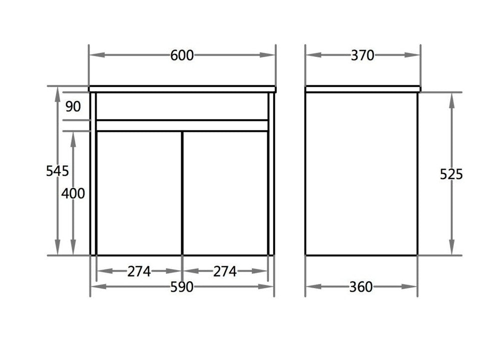 600x360mm Acacia Slim Wall Hung Vanity PVC Cabinet Only - Matte White