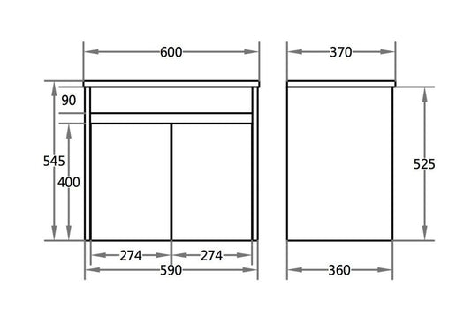 600x360mm Acacia Slim Wall Hung Vanity PVC Cabinet Only - Matte Black