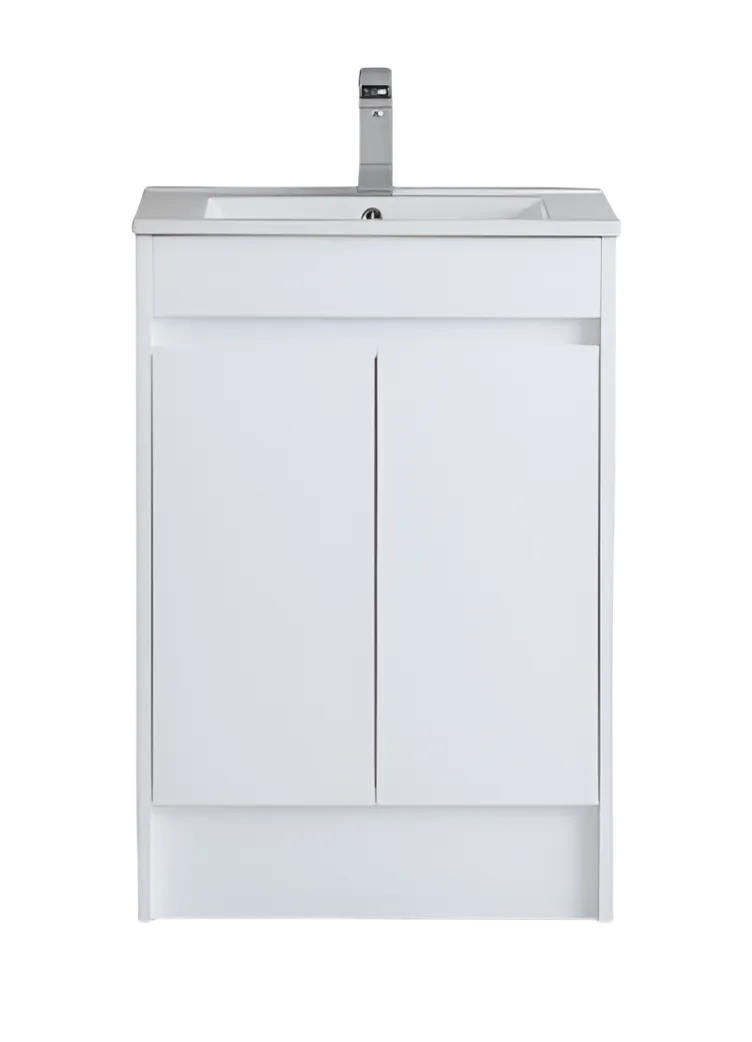 600mm Polar Floor Vanity PVC Cabinet With Kickboard Only - Gloss White