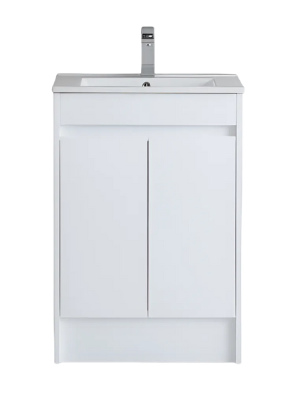 600mm Polar Floor Vanity PVC Cabinet With Kickboard Only - Gloss White