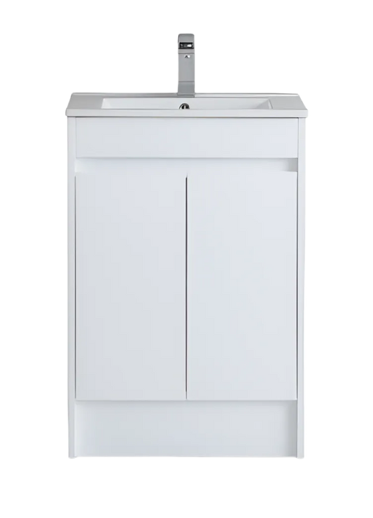 600mm Polar Floor Vanity PVC Cabinet With Kickboard Only - Gloss White