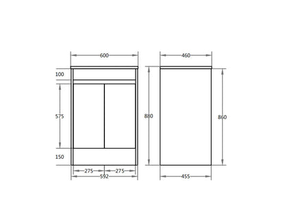 600mm Polar Floor Vanity PVC Cabinet With Kickboard Only - Gloss White