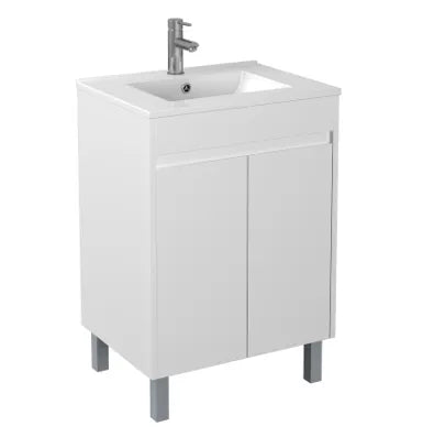 750mm Polar Slim Floor Vanity PVC - Cabinet Only - Gloss White