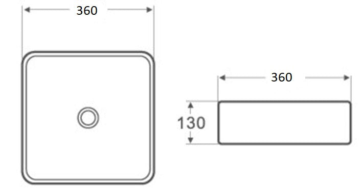 360mmx360mm  Above Counter Basin - Matte White
