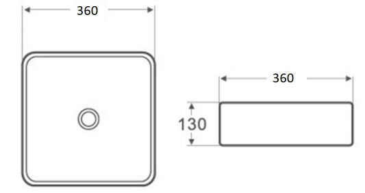 360mmx360mm  Above Counter Basin - Matte White