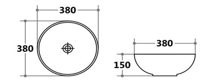 385mmx385mm  Above Counter Basin - Gloss White