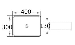 400mmx300mm  Above Counter Basin - Gloss White