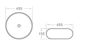 455mmx455mm  Above Counter Basin - Matte Grey & White