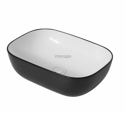 465mmx320mm  Above Counter Basin - Gloss Black & White