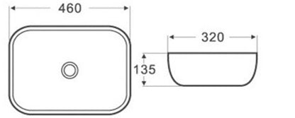 460mmx320mm  Above Counter Basin - Gloss White