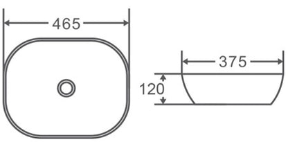 460mmx375mm  Above Counter Basin - Matte Black