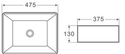 480mmx375mm  Above Counter Basin - Gloss White