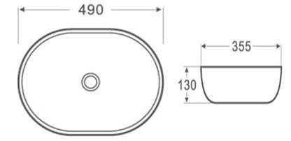 485mmx355mm  Above Counter Basin - Gloss White