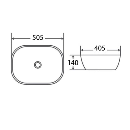 490mmx400mm  Above Counter Basin - Gloss White