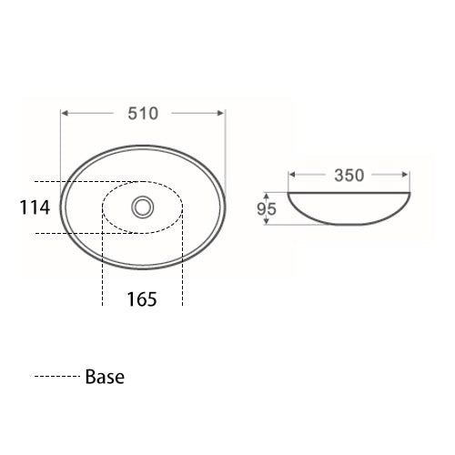 510mmx350mm  Above Counter Basin - Gloss White