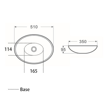 510mmx350mm  Above Counter Basin - Gloss White
