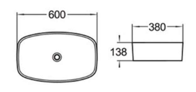 600mmx380mm  Above Counter Basin - Gloss White