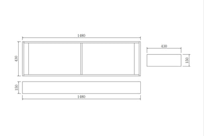1500mm Vanity Kickboard Only - Gloss White